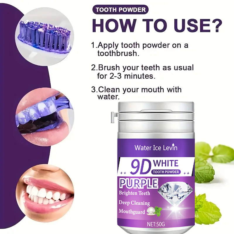 9D White Purple Toothpowder. B - Teeth Whitening Ingredients 评论和价格