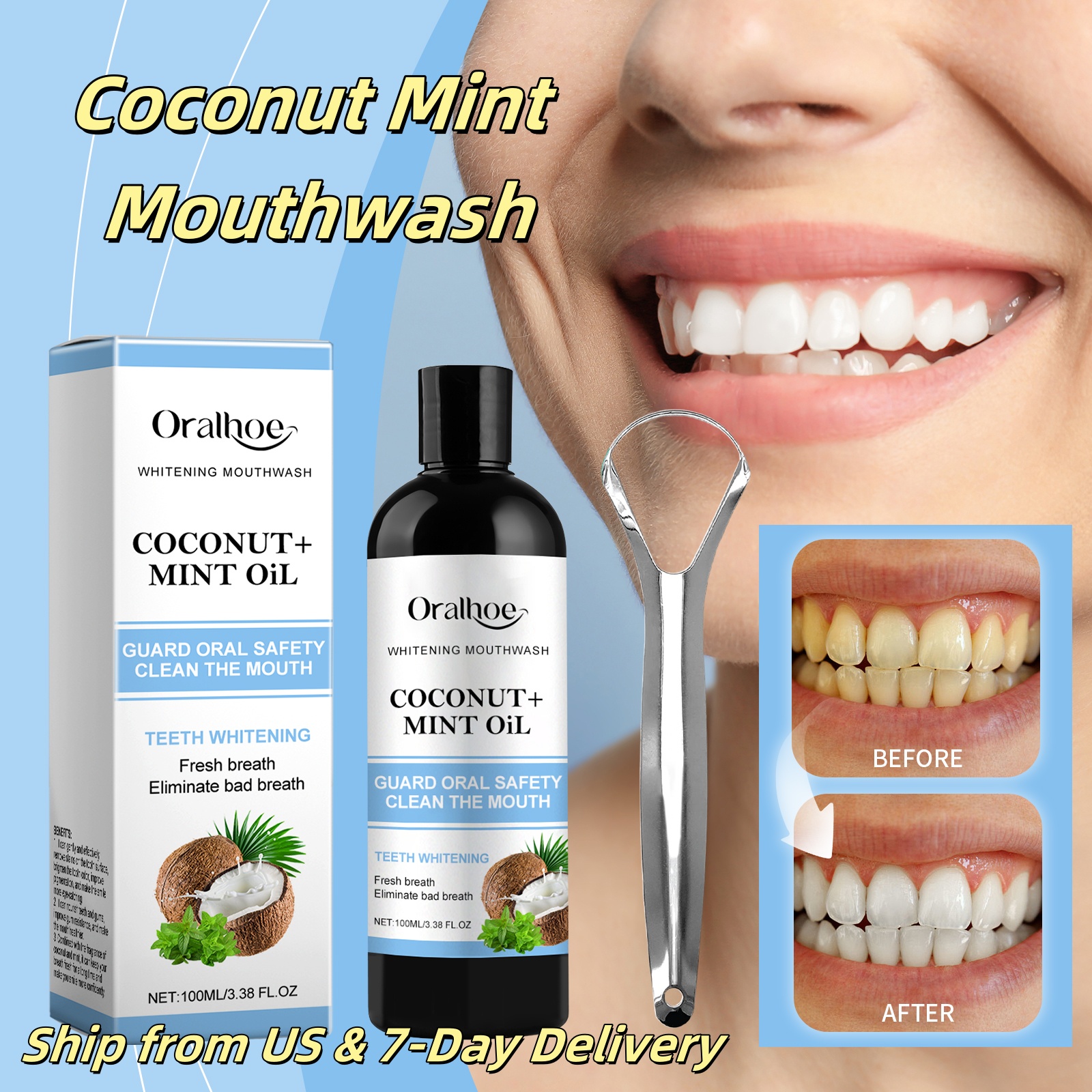 Coconut Mint Pulling Oil Mouth - Teeth Whitening With Coconut Oil 评论和价格