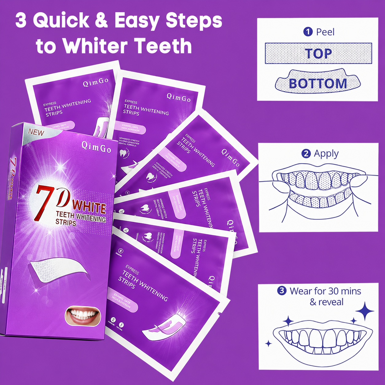 7D Purple Teeth Whitening Stri - Teeth Whitening Strips Permanent 评论和价格