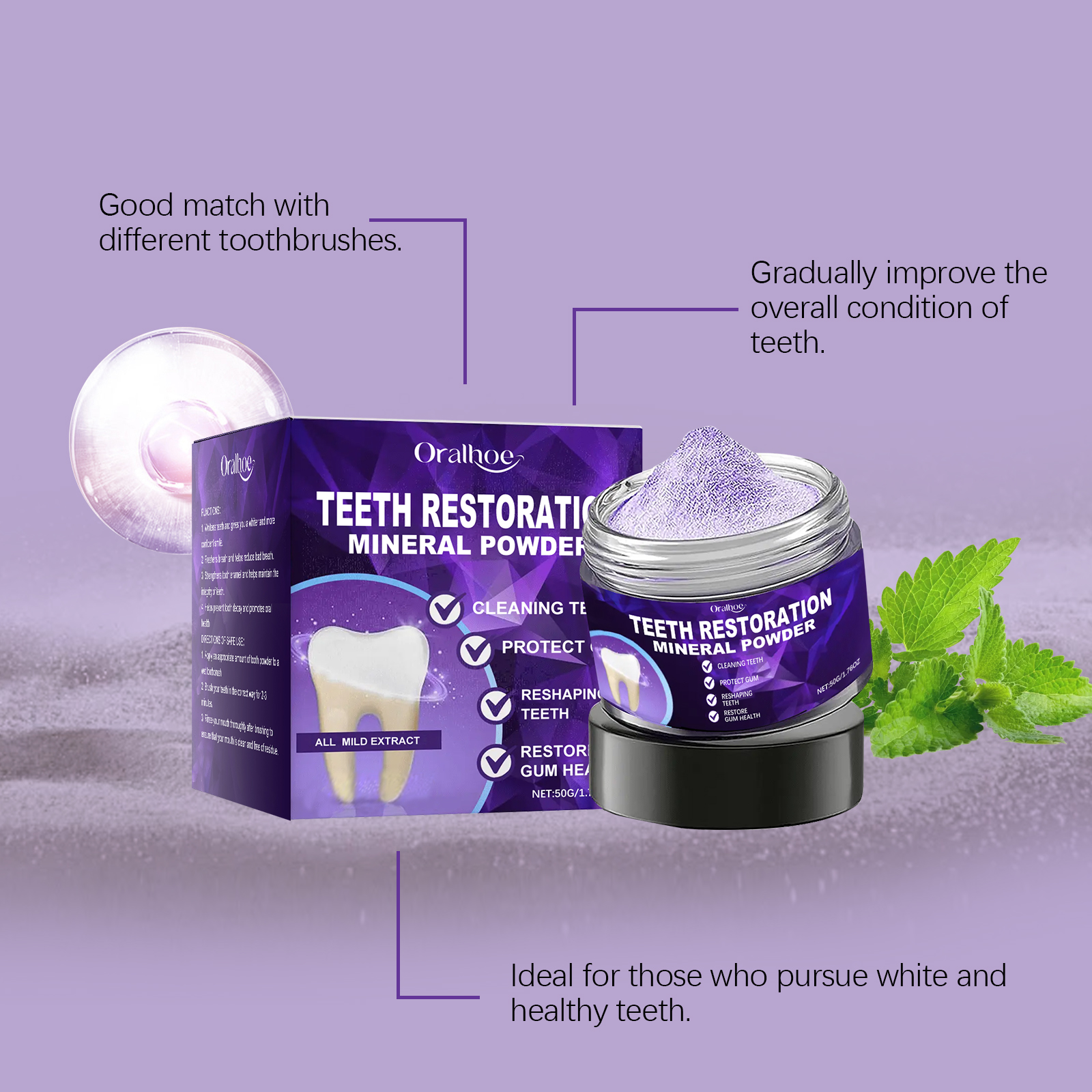 Purple Teeth Bleaching Powder  - Teeth Whitening Ingredients 评论和价格